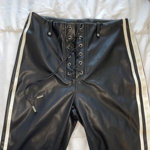 FASHION NOVA LEATHER STRIPE PANTS